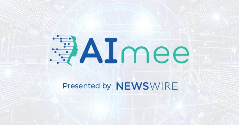 Newswire's artificial intelligence writing assistant and recommendation engine, AImee logo. Presented by Newswire